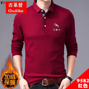 古萊登（GODLIKE） 長(zhǎng)袖 男士T恤 9582紅色加絨 