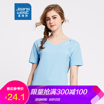 真維斯（Jeanswest） 印花 短袖 T恤 女 V領(lǐng)