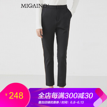 曼婭奴（MIGAINO） 自然腰 直筒褲 女 長褲 休閑褲