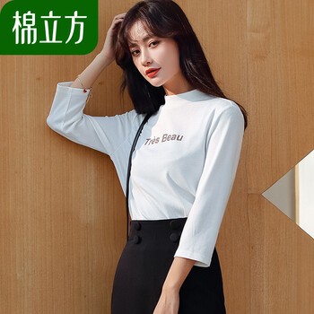 棉立方（MEFOUND） 印花 短袖 T恤 女 半高領(lǐng)