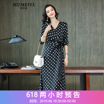 慕美意（MUMEIYI） 圓點(diǎn) 立體剪裁，蝴蝶結(jié) 連衣裙