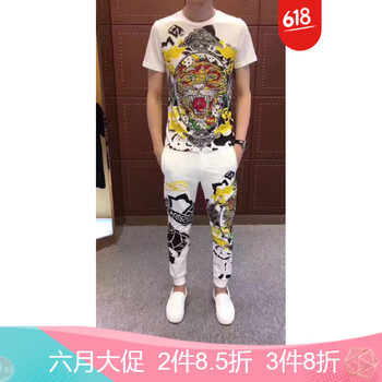 古萊登（GODLIKE） 短袖 男士T恤 老虎白色 
