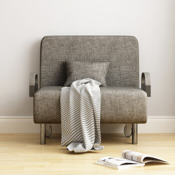 普拉塔（PULATA）沙发床 两用折叠多功能布艺午睡床 简约北欧时尚榻榻米休闲椅 灰色PLT8051