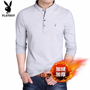 花花公子（PLAYBOY） 短袖 男士T恤 8165/灰色加絨 
