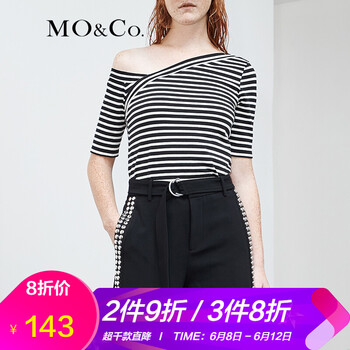 MO&Co.  短袖 T恤 女 斜領(lǐng)