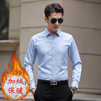古萊登（GODLIKE） 長袖 男士T恤 加絨長袖襯衫淺藍(lán) S，XL，L，XXXL，M，XXL