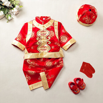寶寶紅色周歲禮服