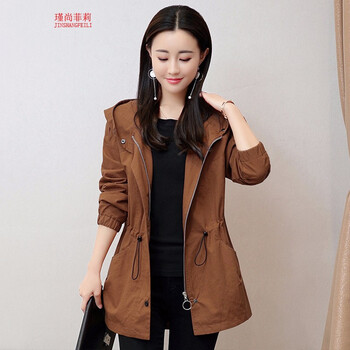 瑾尚菲莉（JINSHANGFEILI） 連帽 長袖 女 短外套 口袋
