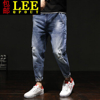 LEEQPOUT 直筒褲 嘻哈，街頭 男士牛仔褲
