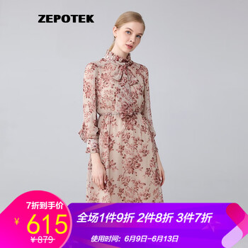 ZEPOTEK 植物花卉 綁帶，飄帶 連衣裙