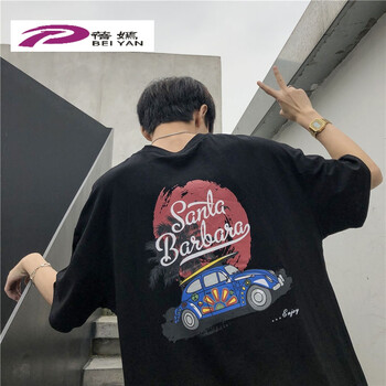 蓓嫣 五分袖 男士T恤 T505小轎車短T 黑色 