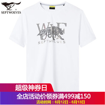 七匹狼（SEPTWOLVES） 短袖 男士T恤 白色2950 