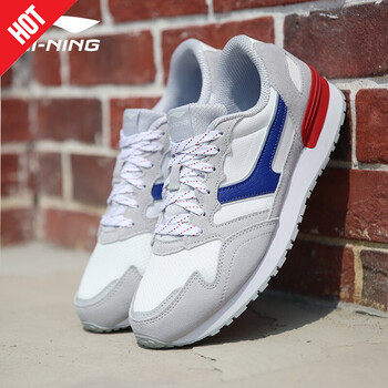 李寧（LI-NING）跑步鞋微晶灰/米白色  