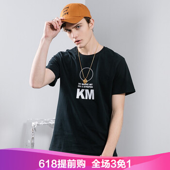 KM 短袖 男士T恤 KM 黑色 