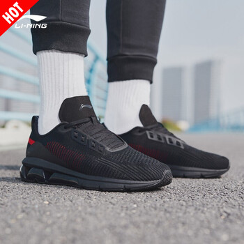 李寧（LI-NING）跑步鞋標準黑/李寧紅 