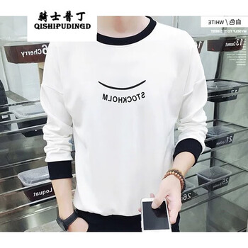 騎士普?。≒utin.Rider） 長(zhǎng)袖 男士T恤 T02笑臉套頭衛(wèi)衣白色 