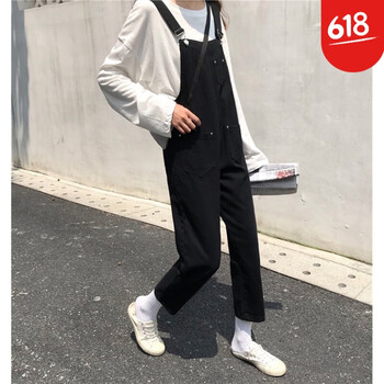 寬松修身背帶褲，微胖妹子的福音