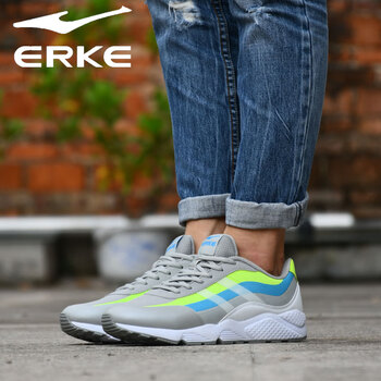 鴻星爾克（ERKE）跑步鞋0064水泥灰/新熒光果綠  