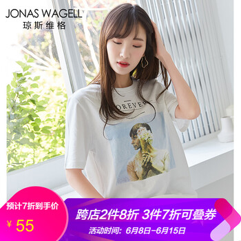 JONAS WAGELL 印花 短袖 T恤 女 圓領(lǐng)