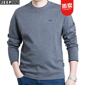 吉普（JEEP） 長(zhǎng)袖 男士T恤 深灰色TS0001 