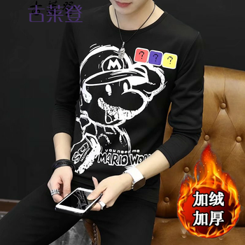 古萊登（GODLIKE） 長袖 男士T恤 瑪麗黑加絨 