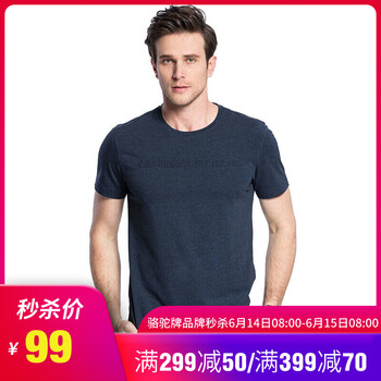 駱駝牌 短袖 男士T恤 藍灰  