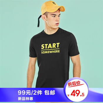 佐丹奴（Giordano） 短袖 男士T恤 40標(biāo)志黑色 