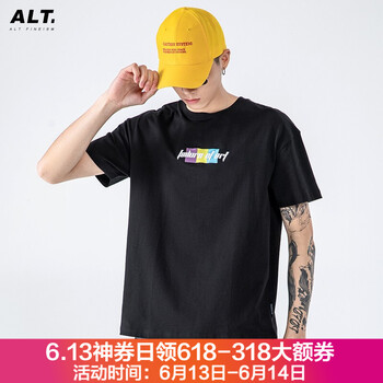ALTFINEISM 短袖 男士T恤 款1黑色 