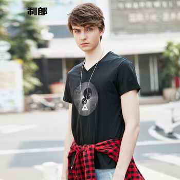 利郎（LILANZ） 短袖 男士T恤 黑色 