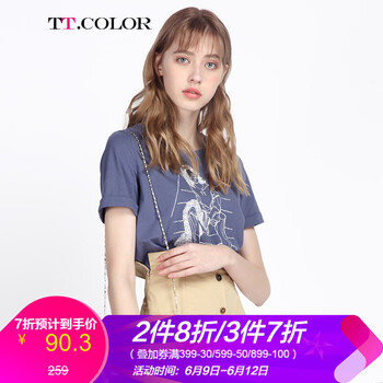 蒂蒂卡娜（TT·COLOR） 印花 短袖 T恤 女 圓領(lǐng)