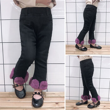 女童牛仔加厚棉褲外穿