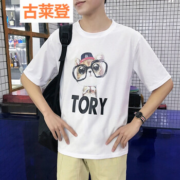 古萊登（GODLIKE） 短袖 男士T恤 三色眼鏡貓 白色 