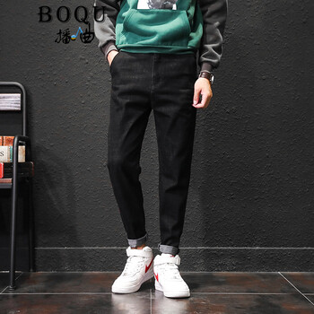 播曲（BOQU） 小腳褲 青春休閑 男士牛仔褲