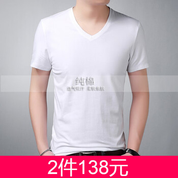 權(quán)旗（QuanQi） 短袖 男士T恤 A-1V領(lǐng)白色 