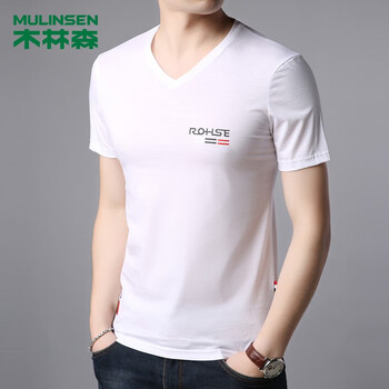 木林森（MULINSEN） 短袖 男士T恤 白色V領(lǐng) 
