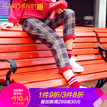 復(fù)古小格子哈倫褲女