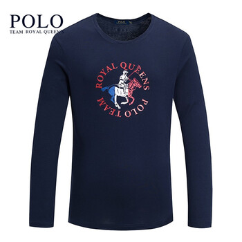 Royal Queen's Polo Team 長袖 男士T恤 005183深藍色 