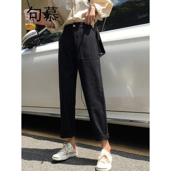 全棉黑色闊腳褲