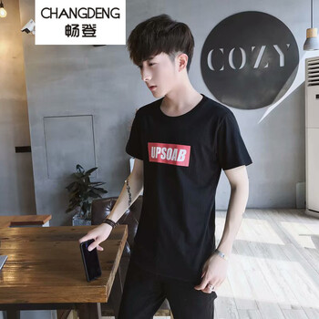 暢登（CHANGDENG） 短袖 男士T恤 UP黑色 