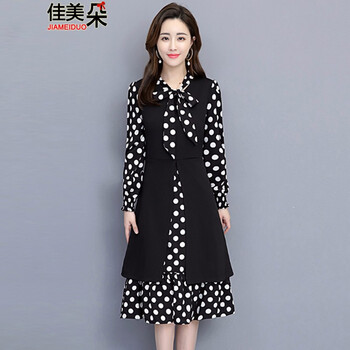 佳美朵（JIA MEI DUO） 圓點(diǎn) 蝴蝶結 連衣裙