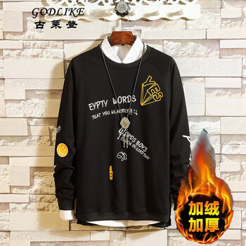 古萊登（GODLIKE） 長(zhǎng)袖 男士T恤 黑色  加絨 S，XL，L，M，XXL