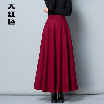 毛呢加蕾絲半身裙