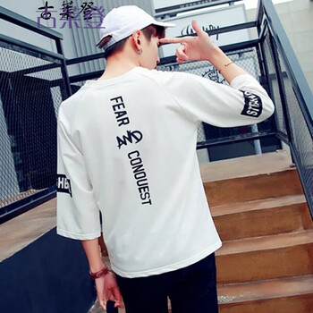 古萊登（GODLIKE） 七分袖 男士T恤 七分印花白 
