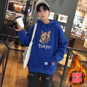 尊尚鳥(niǎo)（ZunshangniaO） 長(cháng)袖 男士T恤 藍色 tokyo貓 XL，4XL，L，M
