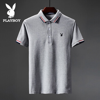 花花公子（PLAYBOY ESTABLISHED 1953） 短袖 男士T恤 9808灰色 