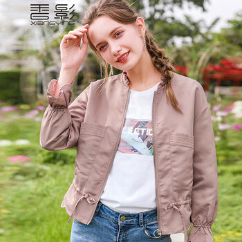 香影（xiangying） 圓領 長袖 女 短外套 飄帶