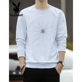 花花公子（PLAYBOY） 長袖 男士T恤 1840白色 XL，L，加大，XXL，M，XXXL