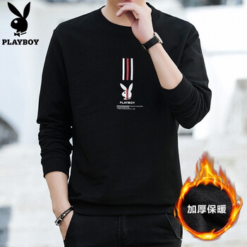 playboy 長袖 男士T恤 黑色-3052 XL，L，M，XXL，XXXL