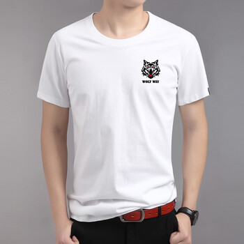 K L B ZHE 短袖 男士T恤 小狼頭白色 S，XL，4XL，5XL，L，M，XXXL，XXL