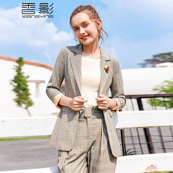 香影（xiangying） 半開領(lǐng) 長袖 女 短外套 不對稱